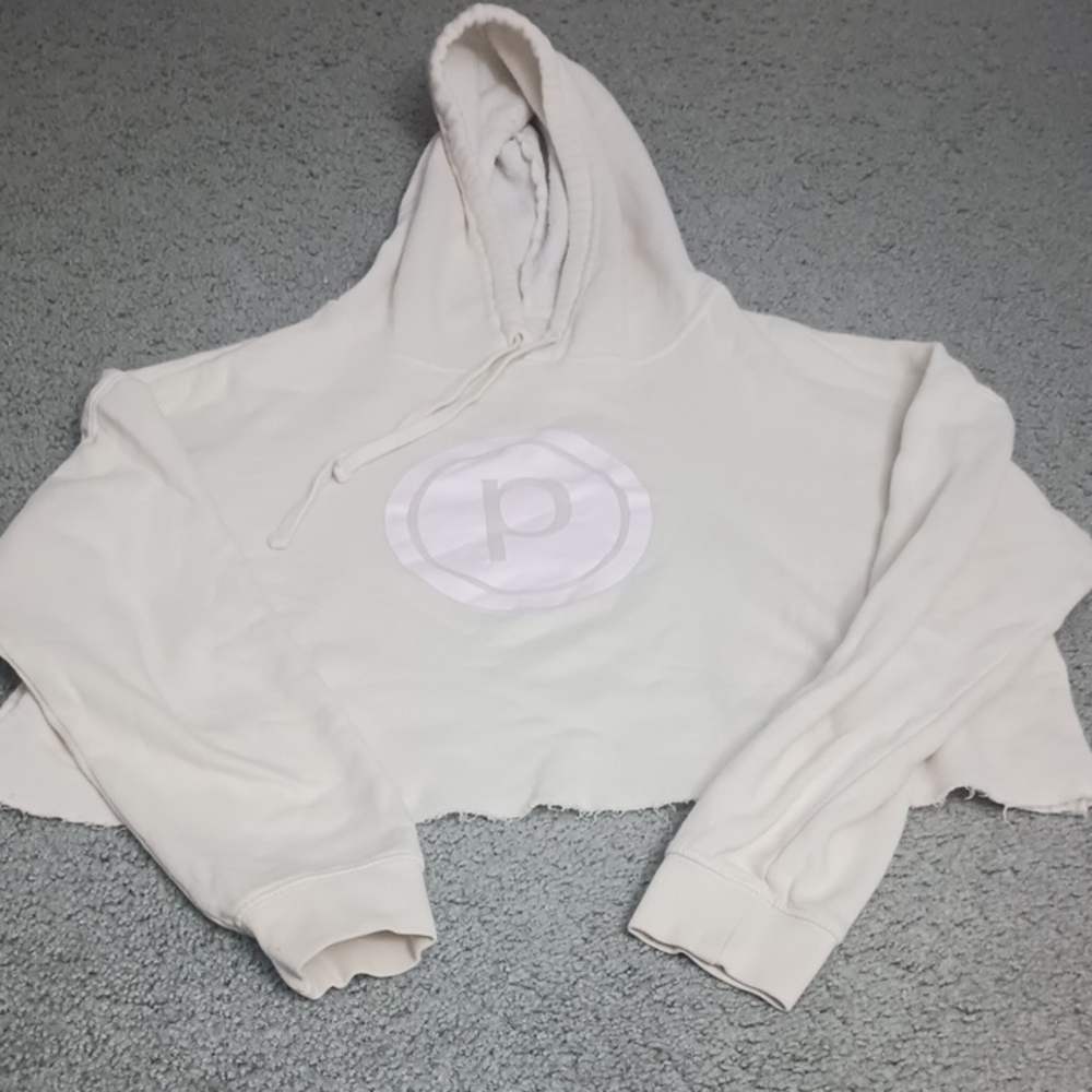 Pure Barre Cream Cropped Hoodie Sweater